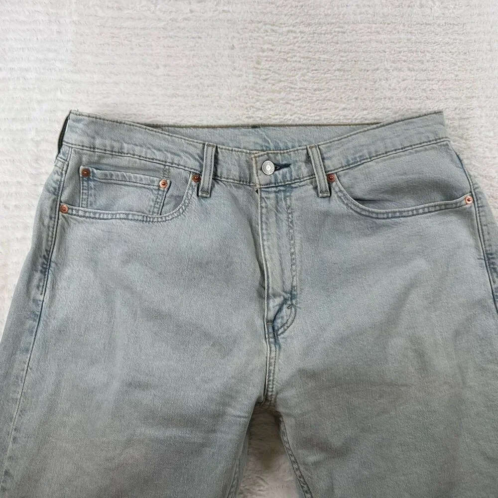 Levis 505 Jeans Mens 36x34 Blue Light Wash Regular Fit Straight Leg Denim